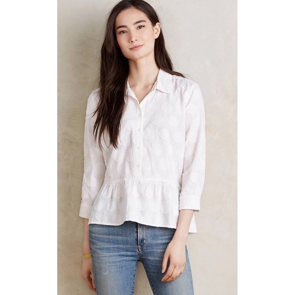 Anthropologie Belia Peplum Top by Isabella Sinclair Size M‎ Romantic Business